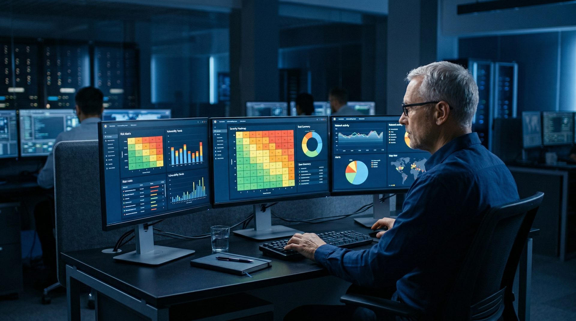 Security team conducting infrastructure vulnerability assessment scans